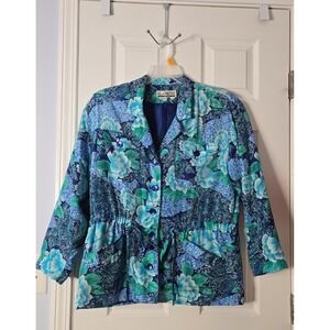 SK & Company Womans 100% Silk Blazer Size M Petite